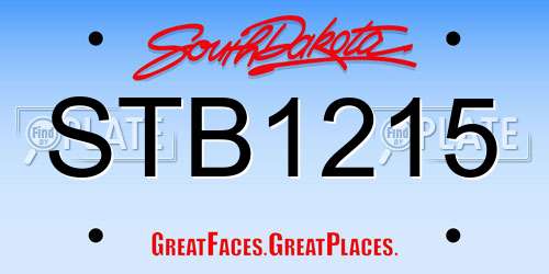 STB1215 South Dakota License Plate