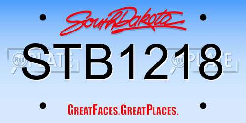 STB1218 South Dakota License Plate
