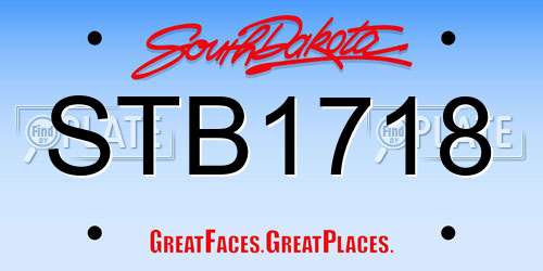 STB1718 South Dakota License Plate
