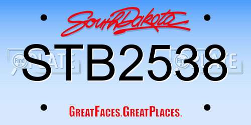 STB2538 South Dakota License Plate