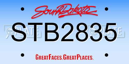 STB2835 South Dakota License Plate