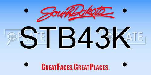 STB43K South Dakota License Plate
