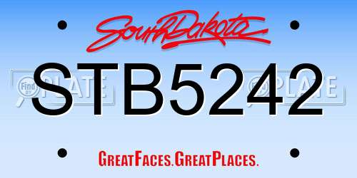 STB5242 South Dakota License Plate