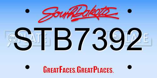 STB7392 South Dakota License Plate
