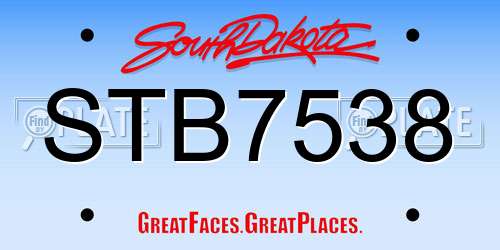 STB7538 South Dakota License Plate