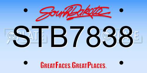 STB7838 South Dakota License Plate