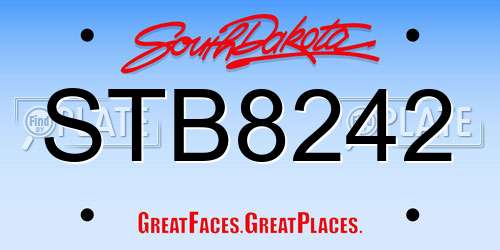 STB8242 South Dakota License Plate