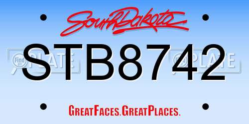 STB8742 South Dakota License Plate