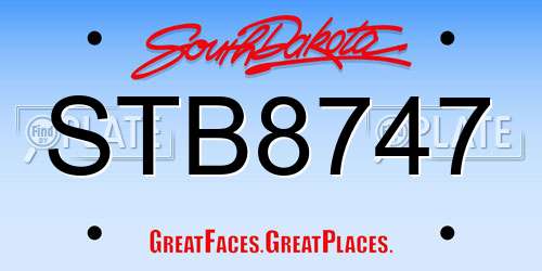 STB8747 South Dakota License Plate