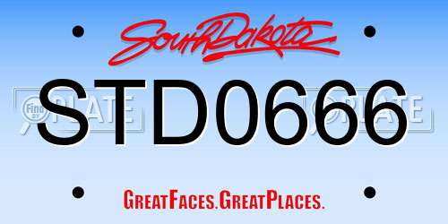 STD0666 South Dakota License Plate