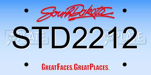 STD2212 South Dakota License Plate
