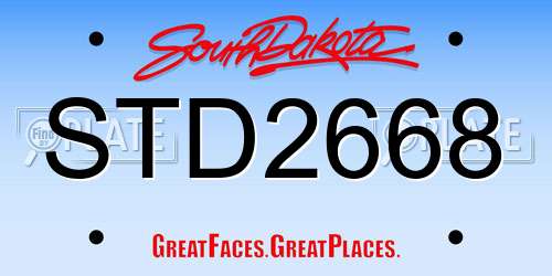 STD2668 South Dakota License Plate