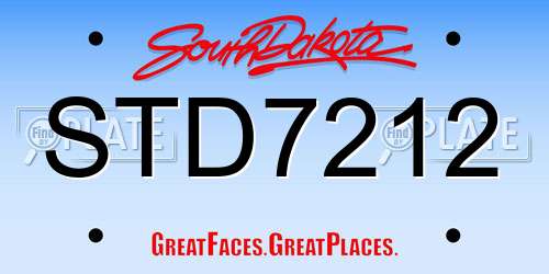STD7212 South Dakota License Plate