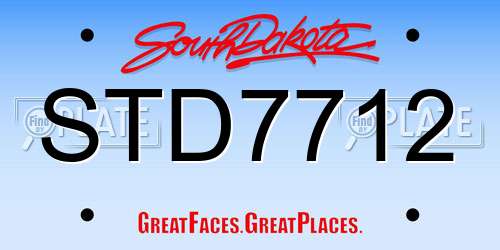 STD7712 South Dakota License Plate