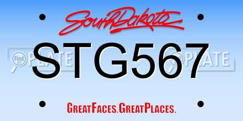 STG567 South Dakota License Plate