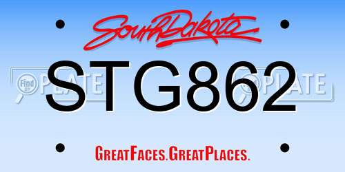 STG862 South Dakota License Plate