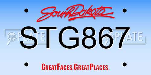 STG867 South Dakota License Plate