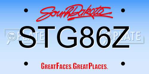 STG86Z South Dakota License Plate