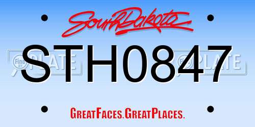 STH0847 South Dakota License Plate