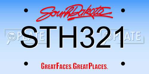 STH321 South Dakota License Plate