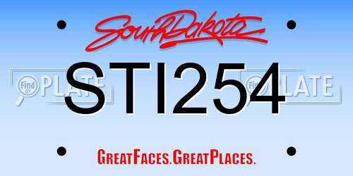 STI254 South Dakota License Plate