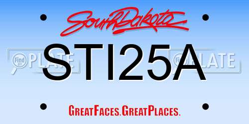 STI25A South Dakota License Plate