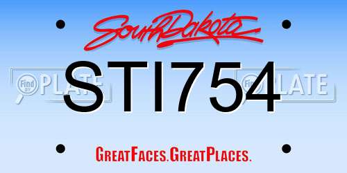 STI754 South Dakota License Plate