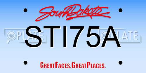 STI75A South Dakota License Plate