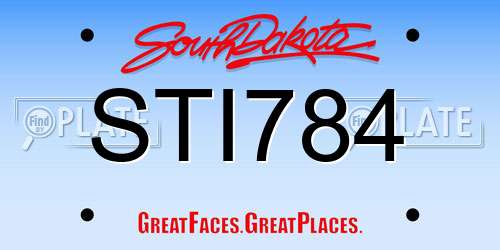 STI784 South Dakota License Plate