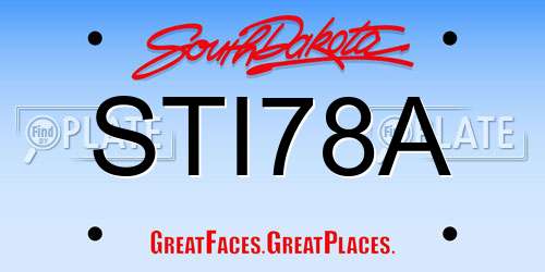 STI78A South Dakota License Plate