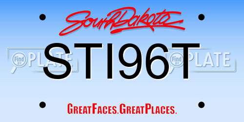 STI96T South Dakota License Plate