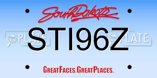 STI96Z South Dakota License Plate