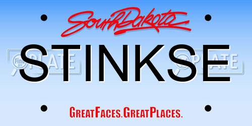 STINKSE South Dakota License Plate