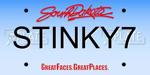 STINKY7 South Dakota License Plate
