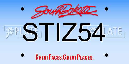 STIZ54 South Dakota License Plate