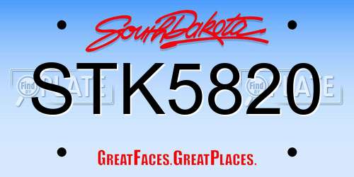 STK5820 South Dakota License Plate