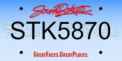 STK5870 South Dakota License Plate