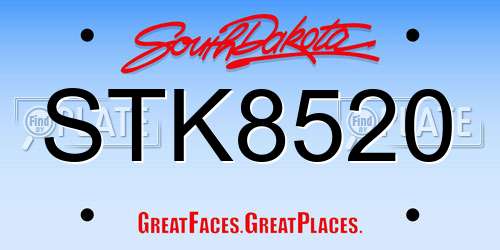 STK8520 South Dakota License Plate