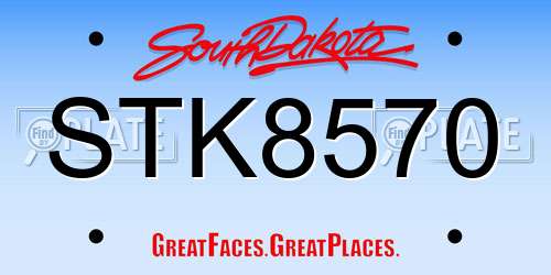 STK8570 South Dakota License Plate