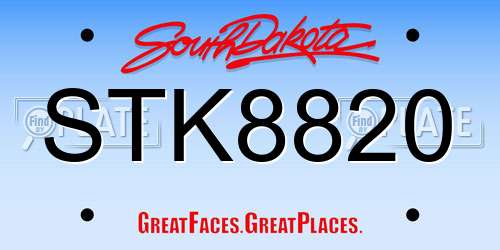 STK8820 South Dakota License Plate