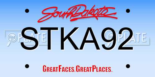 STKA92 South Dakota License Plate