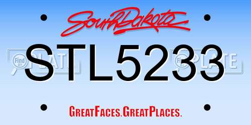 STL5233 South Dakota License Plate