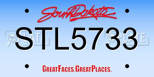 STL5733 South Dakota License Plate