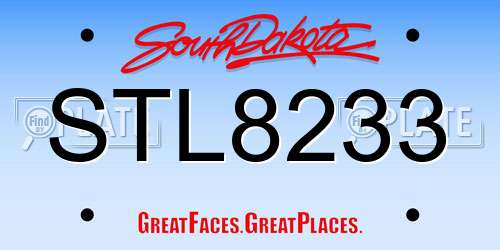 STL8233 South Dakota License Plate