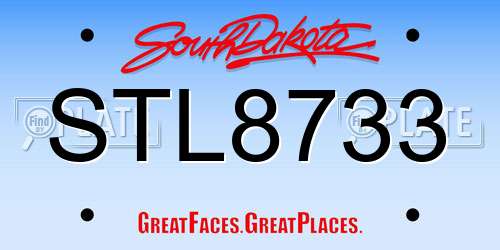 STL8733 South Dakota License Plate