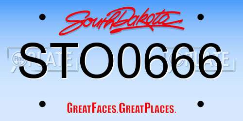 STO0666 South Dakota License Plate