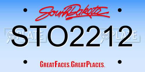 STO2212 South Dakota License Plate