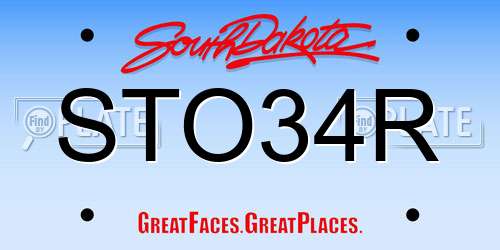 STO34R South Dakota License Plate