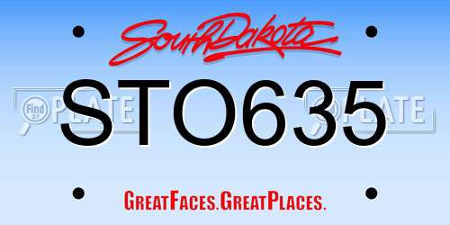 STO635 South Dakota License Plate