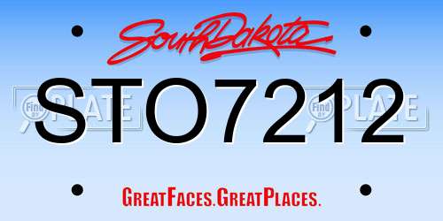 STO7212 South Dakota License Plate